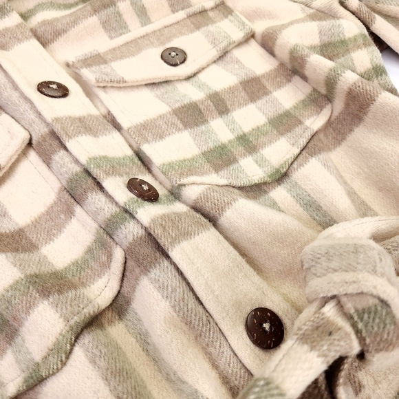 Oat New York Belted Sweater Coat Sz Medium Beige Green Tan M - Picture 2 of 12